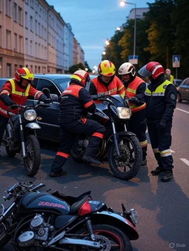 Zderzenie samochodu z motocyklem w Łukowie
