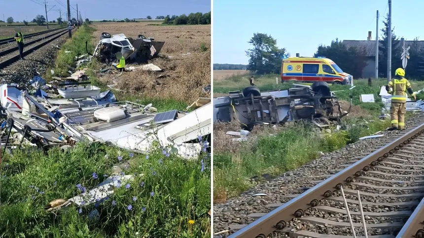 dramat na torach. pociąg zderzył się z kamperem, nie żyje kobieta