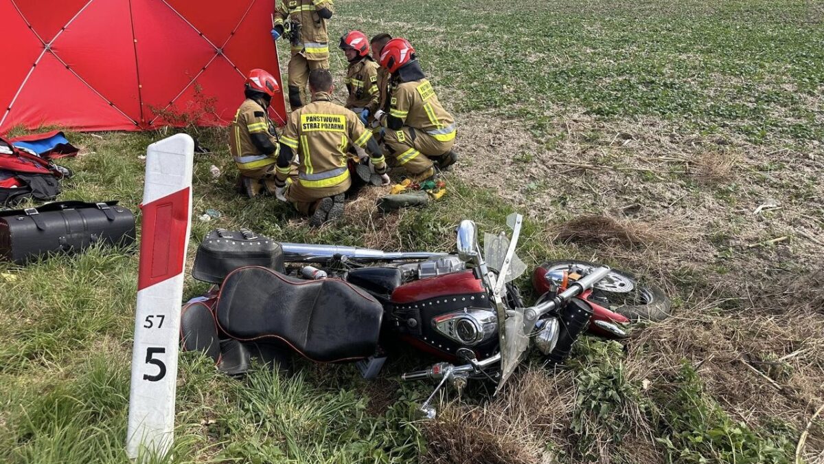 groźny wypadek motocyklisty na drodze dw363