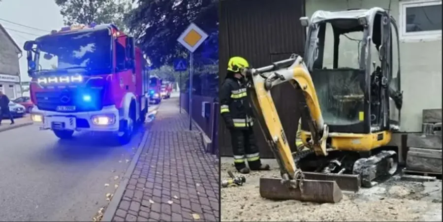 pożar koparki w tuchowie interwencja pięciu zastępów strażackich