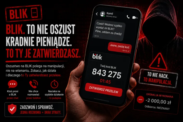 BLIK. To nie oszust kradnie pieniądze. To Ty je zatwierdzasz.